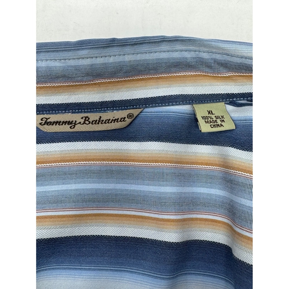 Tommy Bahama XL Silk Button Down Shirt Striped Long Sleeve Menswear - Picture 4 of 6